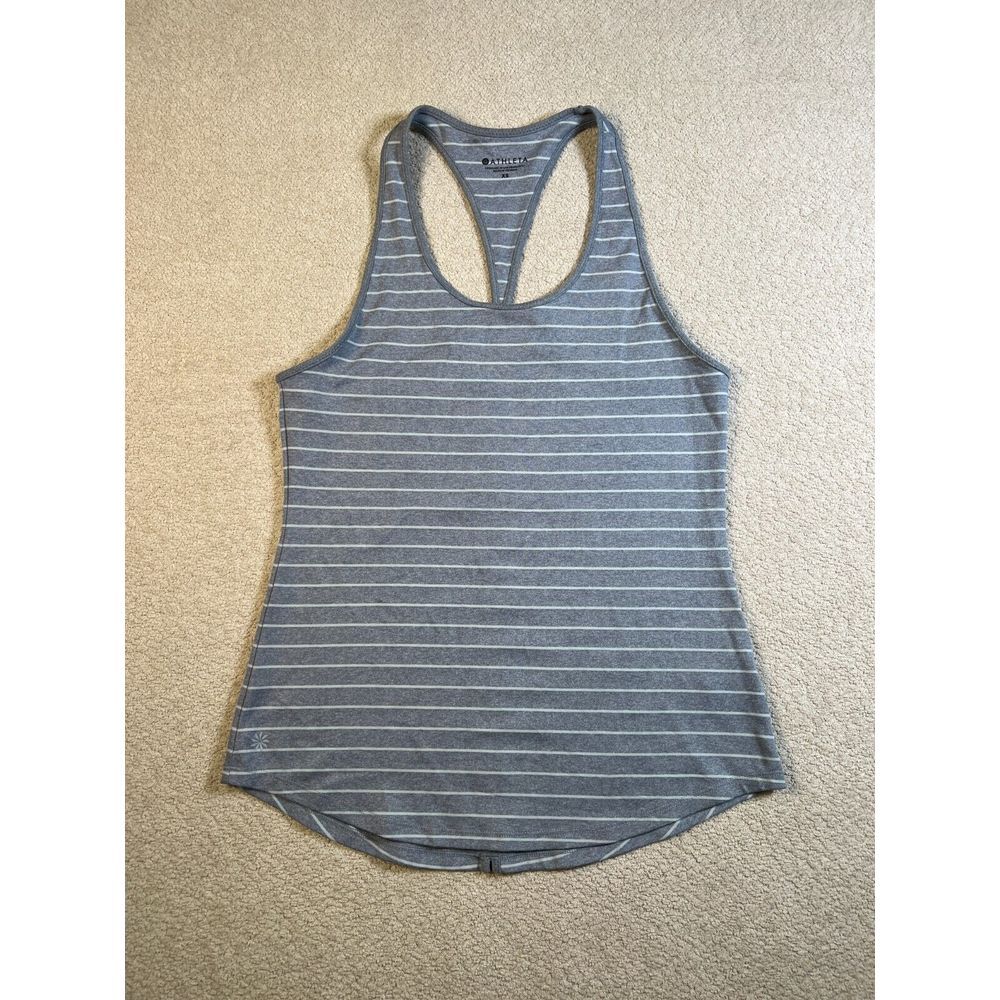 Athleta Inversion Tank 2.0 Womens Size‎ XS Racerback Gray Stripe Split Back